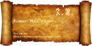 Kumer Márton névjegykártya